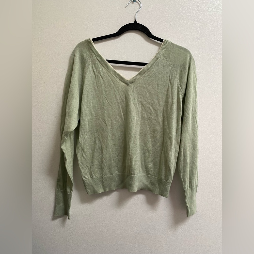 Zara Combination Knit Lace Trim V-Neck Sweater S - Picture 2 of 7